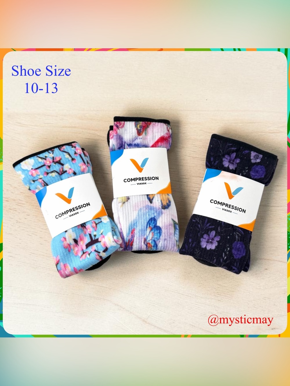 Lot of 3 New VIASOX DIABETIC COMPRESSION SOCKS Knee High Length M / L Unisex